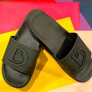Black Unisex Slide Sandals with Embossed Logo